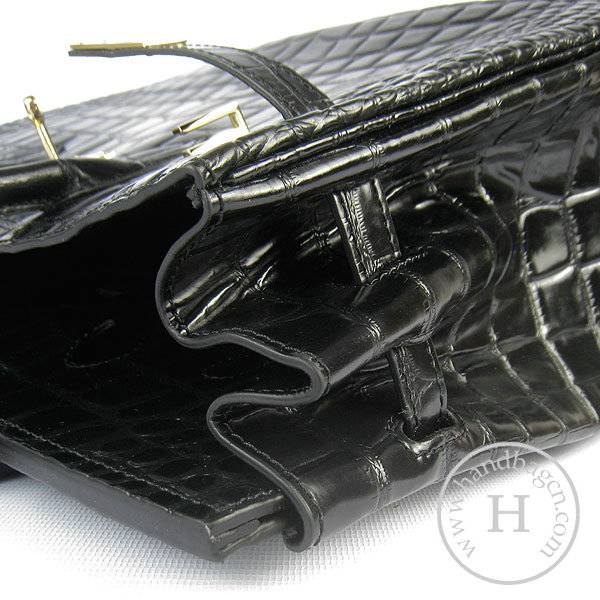 Hermes Birkin 35cm 6089 Black Big Alligator Leather With Gold Hardware