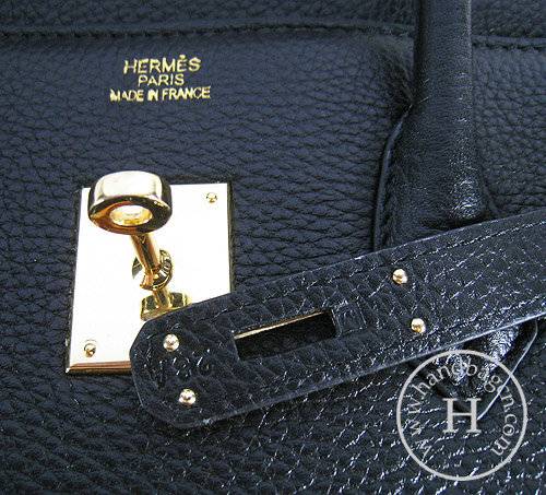 Hermes Birkin 35cm 6089 Black Calfskin Leather With Gold Hardware - Click Image to Close