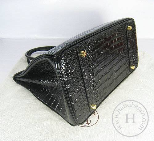 Hermes Birkin 35cm 6089 Black Alligator Leather With Gold Hardware - Click Image to Close