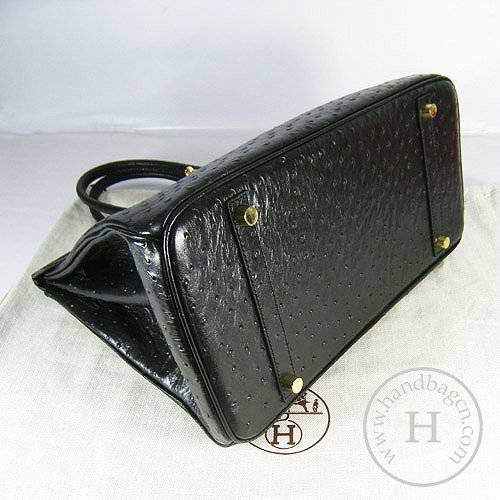 Hermes Birkin 35cm 6089 Black Ostrich Leather With Gold Hardware