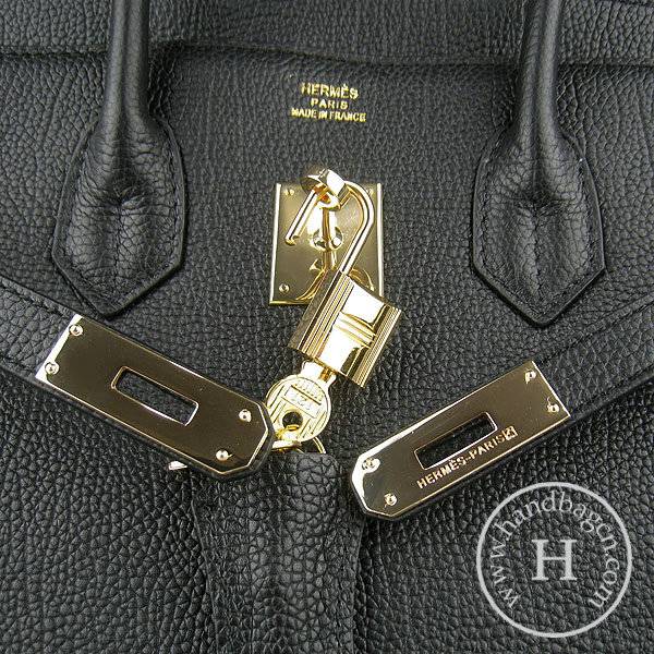 Hermes Birkin 35cm 6089 Black Cow Leather With Gold Hardware - Click Image to Close