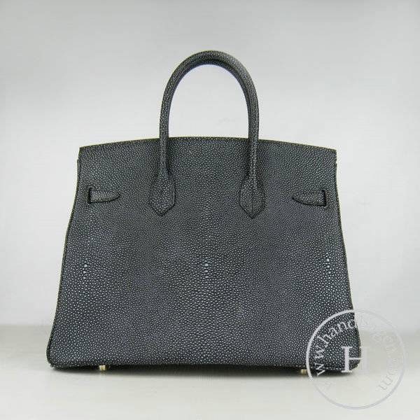 Hermes Birkin 35cm 6089 Black Pearl Leather With Gold Hardware