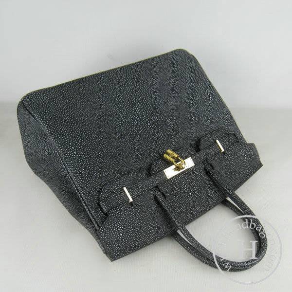 Hermes Birkin 35cm 6089 Black Pearl Leather With Gold Hardware - Click Image to Close
