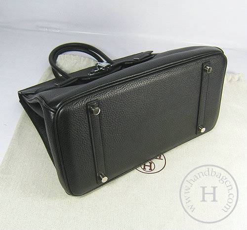 Hermes Birkin 35cm 6089 Black Calfskin Leather With Silver Hardware - Click Image to Close