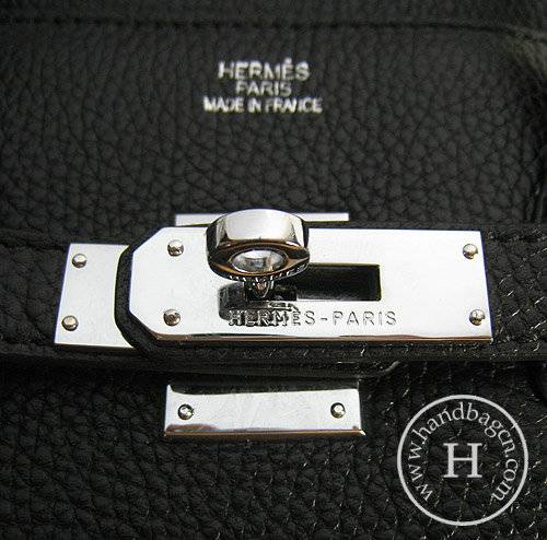 Hermes Birkin 35cm 6089 Black Calfskin Leather With Silver Hardware