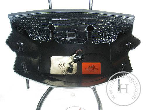Hermes Birkin 35cm 6089 Black Alligator Leather With Silver Hardware