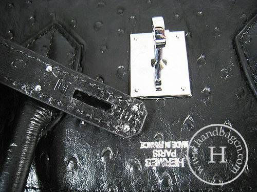 Hermes Birkin 35cm 6089 Black Ostrich Leather With Silver Hardware