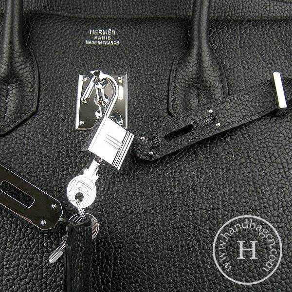 Hermes Birkin 35cm 6089 Black Cow Leather With Silver Hardware