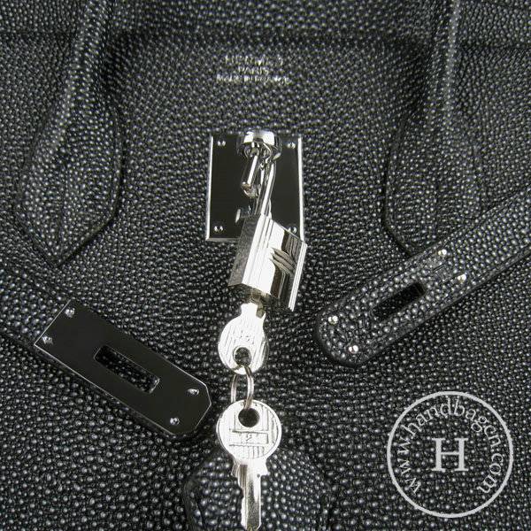 Hermes Birkin 35cm 6089 Black Pearl Leather With Silver Hardware - Click Image to Close