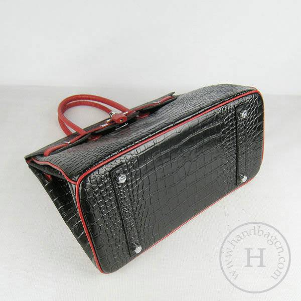 Hermes Birkin 35cm 6089 Black Mix Alligator Leather With Silver Hardware