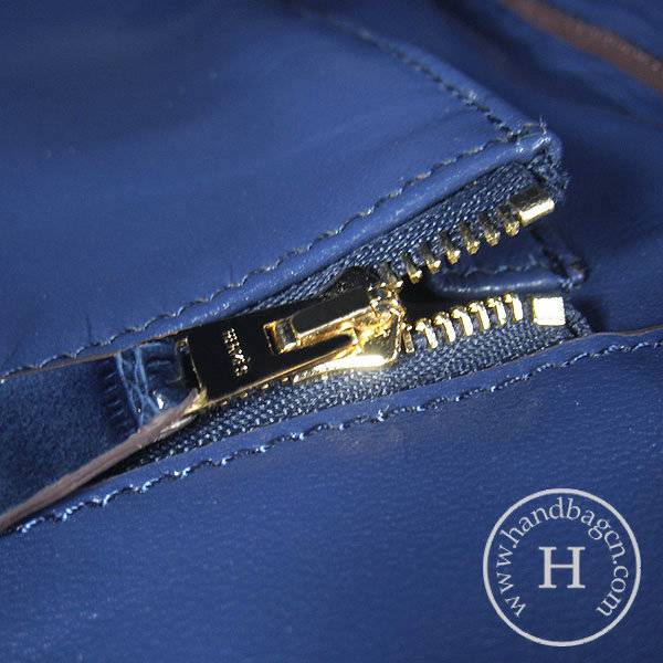 Hermes Birkin 35cm 6089 Dark Blue Big Alligator Leather With Gold Hardware - Click Image to Close