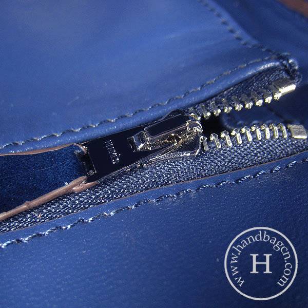 Hermes Birkin 35cm 6089 Dark Blue Big Alligator Leather With Silver Hardware - Click Image to Close