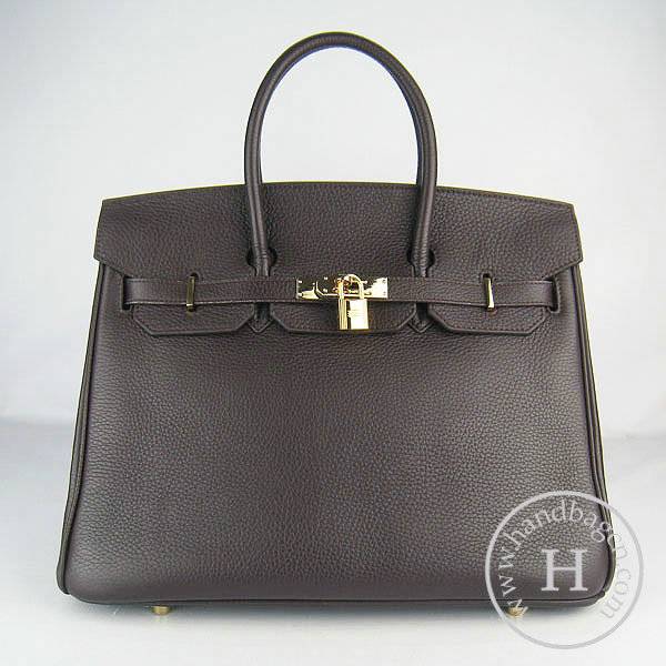Hermes Birkin 35cm 6089 Dark Coffee Calfskin Leather With Gold Hardware
