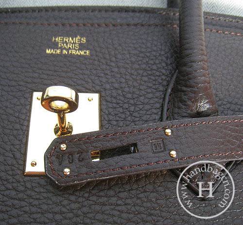 Hermes Birkin 35cm 6089 Dark Coffee Calfskin Leather With Gold Hardware - Click Image to Close