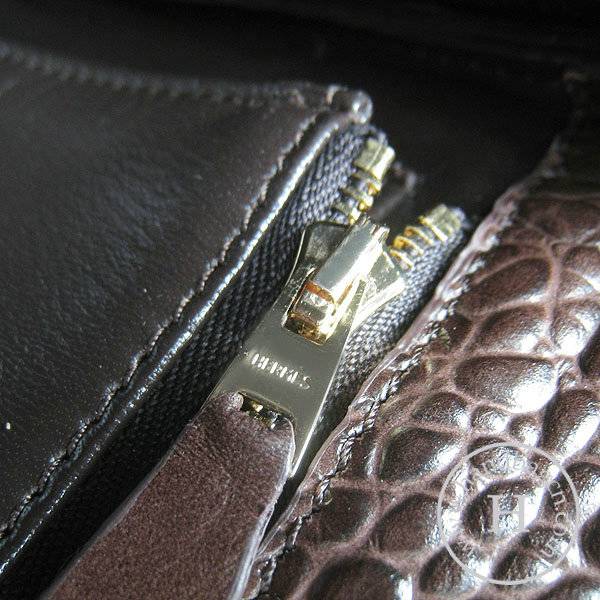 Hermes Birkin 35cm 6089 Dark Coffee Alligator Leather With Gold Hardware - Click Image to Close