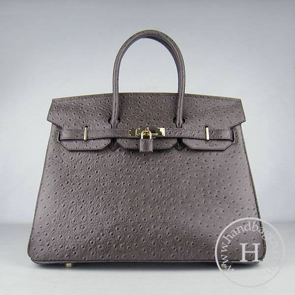 Hermes Birkin 35cm 6089 Dark Coffee Ostrich Leather With Gold Hardware - Click Image to Close