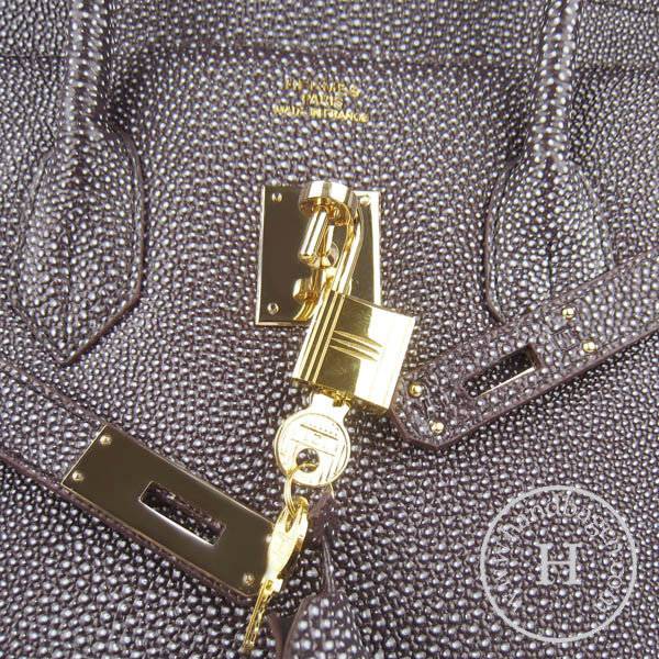 Hermes Birkin 35cm 6089 Dark Coffee Pearl Leather With Gold Hardware - Click Image to Close