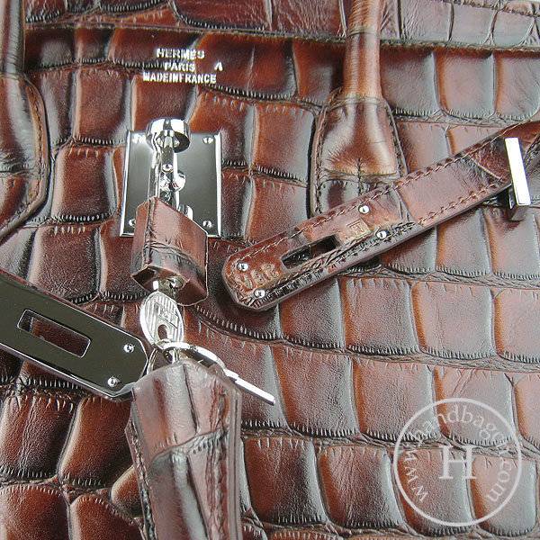 Hermes Birkin 35cm 6089 Dark Coffee Big Alligator Leather With Silver Hardware