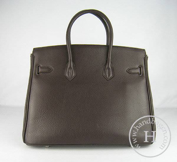 Hermes Birkin 35cm 6089 Dark Coffee Calfskin Leather With Silver Hardware