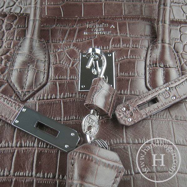 Hermes Birkin 35cm 6089 Dark Coffee Alligator Leather With Silver Hardware
