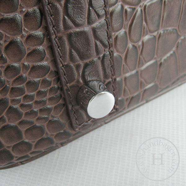 Hermes Birkin 35cm 6089 Dark Coffee Alligator Leather With Silver Hardware - Click Image to Close