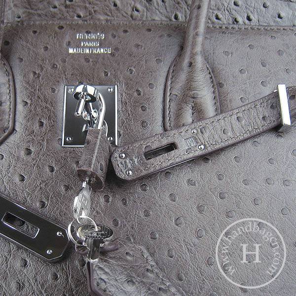 Hermes Birkin 35cm 6089 Dark Coffee Ostrich Leather With Silver Hardware