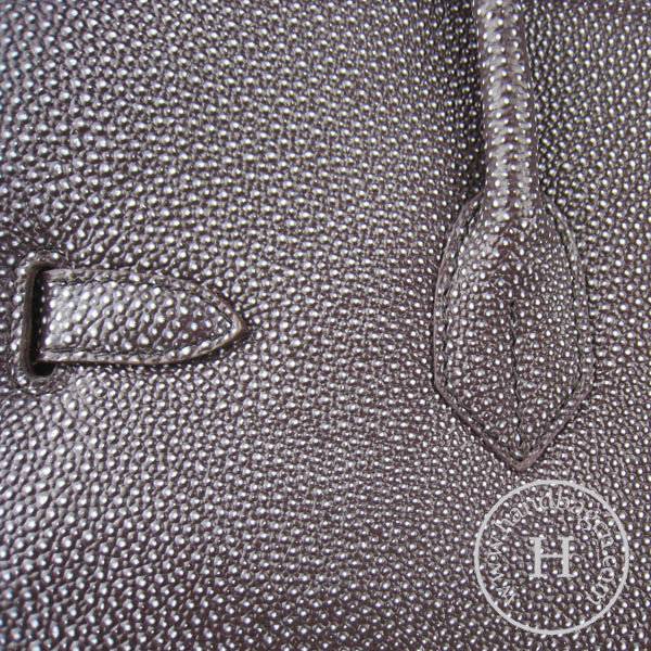 Hermes Birkin 35cm 6089 Dark Coffee Pearl Leather With Silver Hardware - Click Image to Close