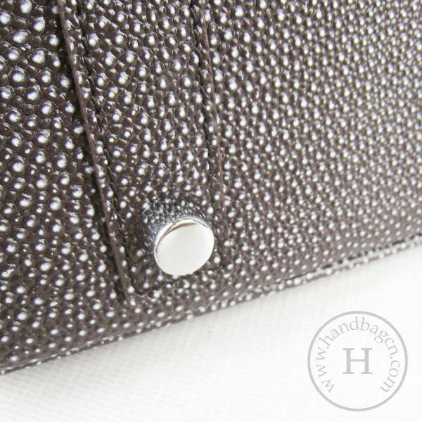 Hermes Birkin 35cm 6089 Dark Coffee Pearl Leather With Silver Hardware