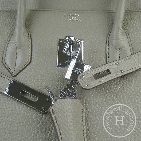 Hermes Birkin 35cm 6089 Dark Gray Calfskin Leather With Silver Hardware - Click Image to Close