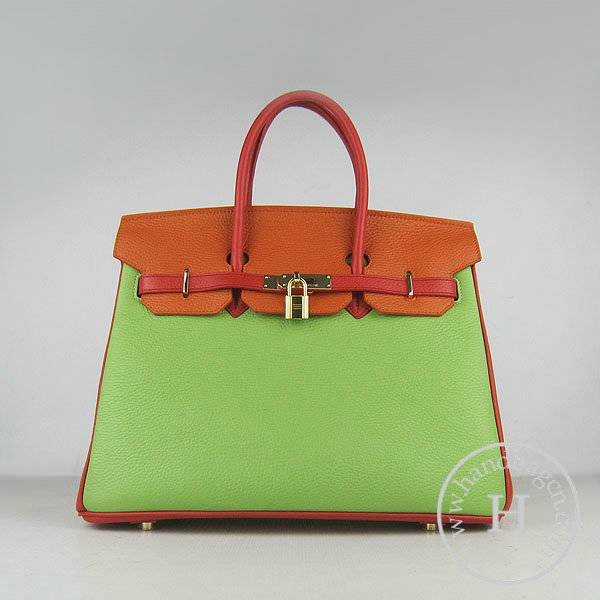 Hermes Birkin 35cm 6089 Mix Calfskin Leather With Gold Hardware - Click Image to Close