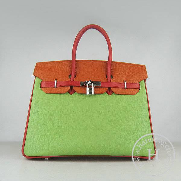 Hermes Birkin 35cm 6089 Mix Calfskin Leather With Silver Hardware - Click Image to Close