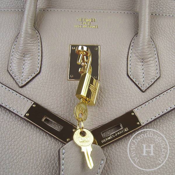 Hermes Birkin 35cm 6089 Gray Calfskin Leather With Gold Hardware