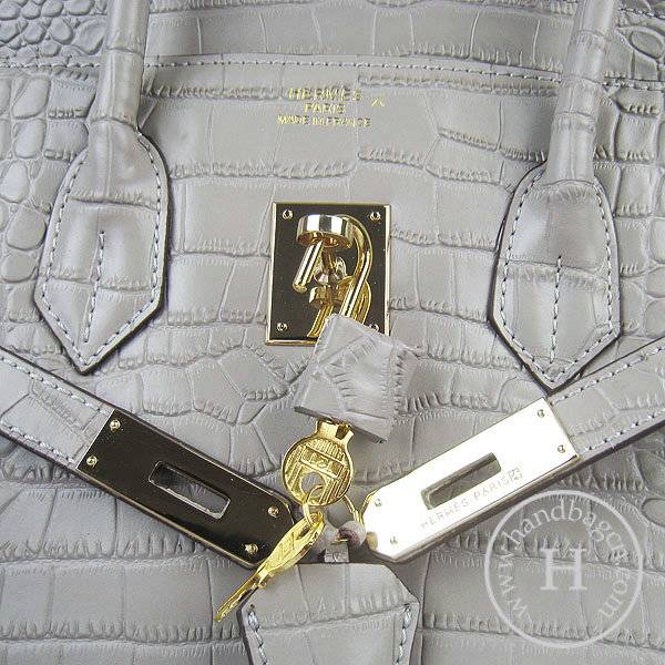 Hermes Birkin 35cm 6089 Gray Alligator Leather With Gold Hardware
