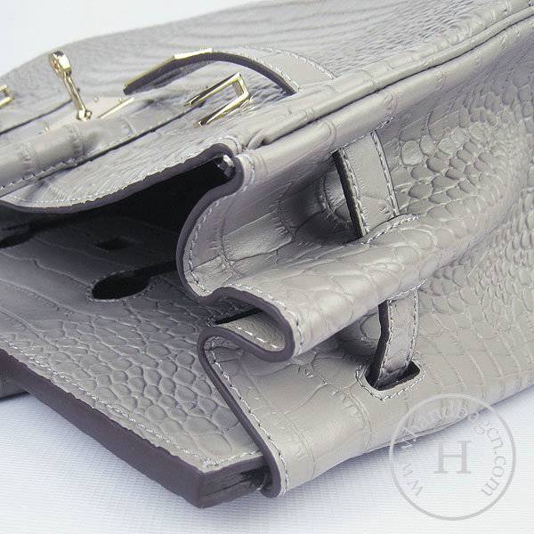 Hermes Birkin 35cm 6089 Gray Alligator Leather With Gold Hardware