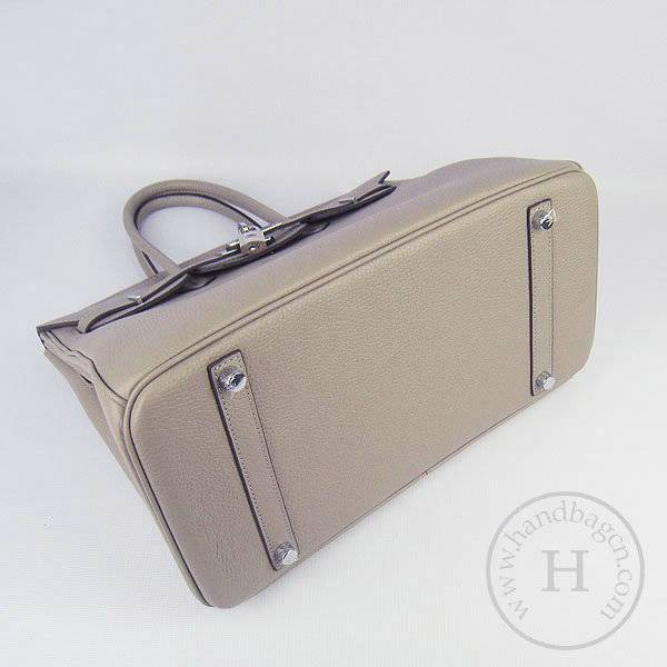 Hermes Birkin 35cm 6089 Gray Calfskin Leather With Silver Hardware