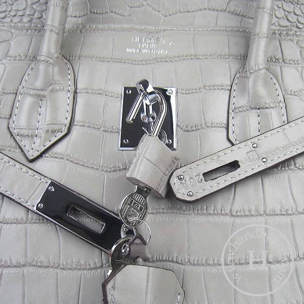 Hermes Birkin 35cm 6089 Gray Alligator Leather With Silver Hardware