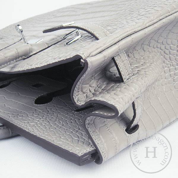 Hermes Birkin 35cm 6089 Gray Alligator Leather With Silver Hardware