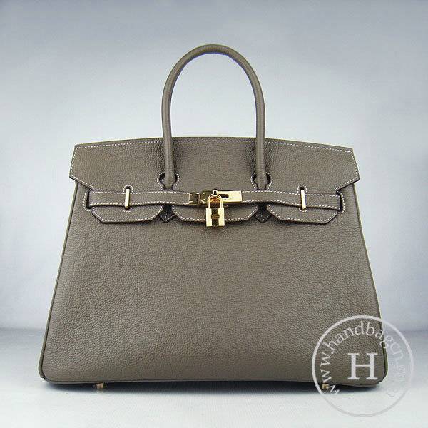 Hermes Birkin 35cm 6089 Khaki Cow Leather With Gold Hardware - Click Image to Close