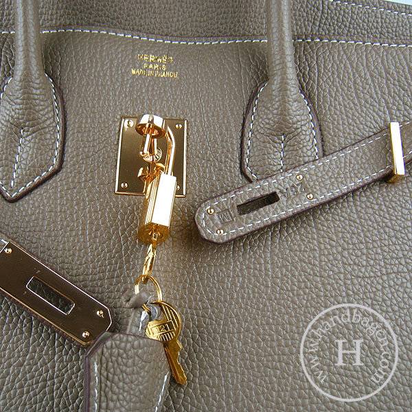 Hermes Birkin 35cm 6089 Khaki Cow Leather With Gold Hardware - Click Image to Close