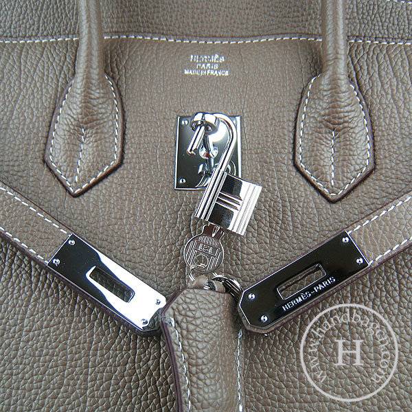 Hermes Birkin 35cm 6089 Khaki Cow Leather With Silver Hardware