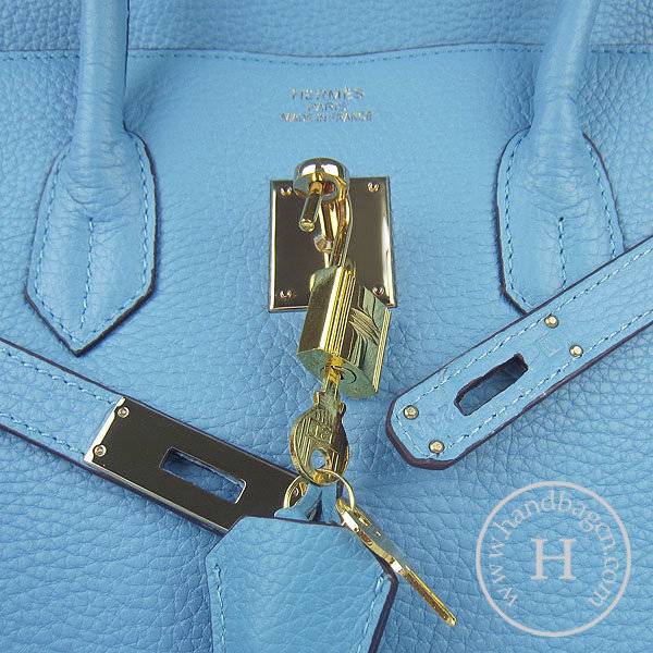 Hermes Birkin 35cm 6089 Light Blue Calfskin Leather With Gold Hardware