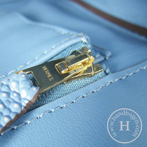 Hermes Birkin 35cm 6089 Light Blue Pearl Leather With Gold Hardware