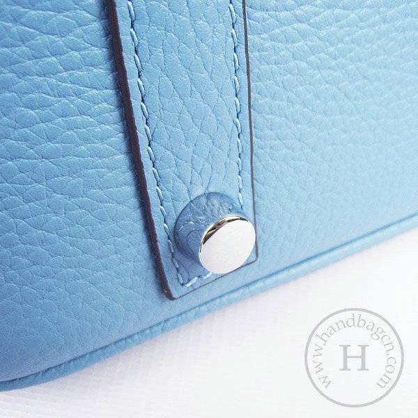 Hermes Birkin 35cm 6089 Light Blue Calfskin Leather With Silver Hardware
