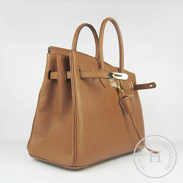 Hermes Birkin 35cm 6089 Light Coffee Calfskin Leather With Gold Hardware - Click Image to Close