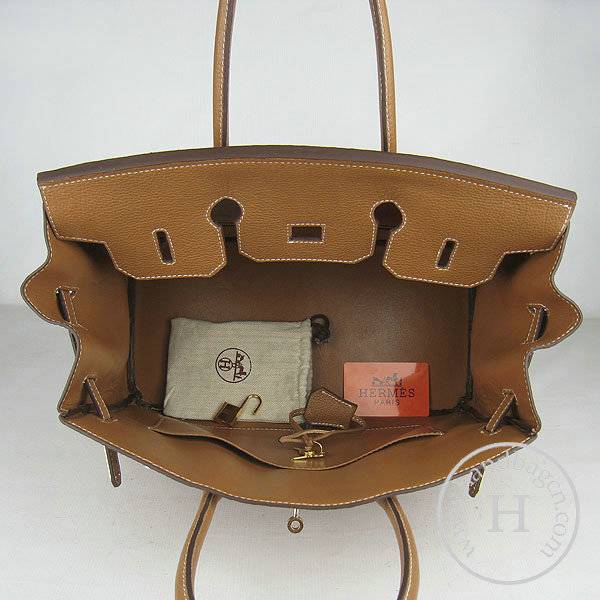 Hermes Birkin 35cm 6089 Light Coffee Cow Leather With Gold Hardware - Click Image to Close
