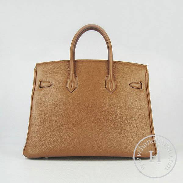 Hermes Birkin 35cm 6089 Light Coffee Calfskin Leather With Silver Hardware - Click Image to Close