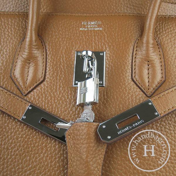 Hermes Birkin 35cm 6089 Light Coffee Calfskin Leather With Silver Hardware - Click Image to Close