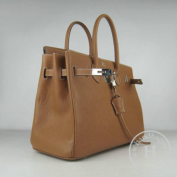 Hermes Birkin 35cm 6089 Light Coffee Cow Leather With Silver Hardware