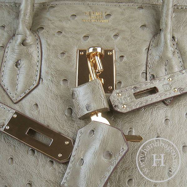 Hermes Birkin 35cm 6089 Light Khaki Ostrich Leather With Gold Hardware