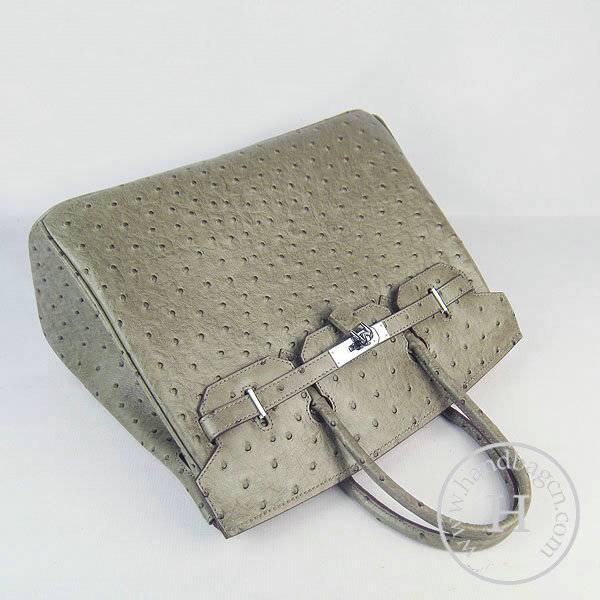 Hermes Birkin 35cm 6089 Light Khaki Ostrich Leather With Silver Hardware